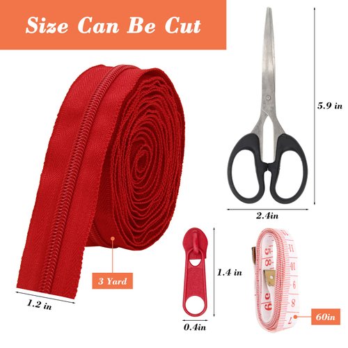 45 Yards 15 Colors #5 Nylon Coil Zippers with 90Pcs Pull Heads, Scissor, Ruler, Assorted Lengths Sewing Zipper for DIY Sewing Crafts Zipper Tape for Clothes, Bag, Purse Making Supplies Kit (Model 2)