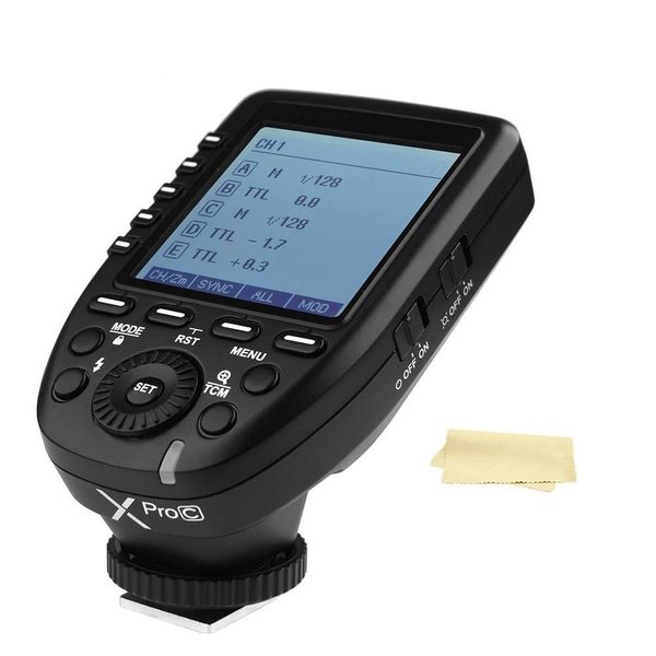 Godox Xpro-C TTL Flash Trigger for Canon Cameras Transmitter with 2.4G X Wireless System TCM Function Hss 1/8000s Large LCD Screen Slanted Design 16 Groups and 32 Channels
