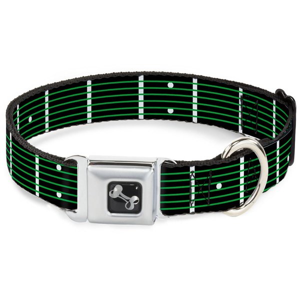 Buckle-Down Guitar Neck Black/White/Lime Green Dog Collar Bone, Wide Medium/16-23