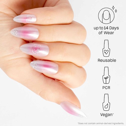 OPI xPRESS/ON Cute as Ever | Bright Pink Long Almond Press On Nails | With Nail Glue | Hello Kitty Limited Edition Collection