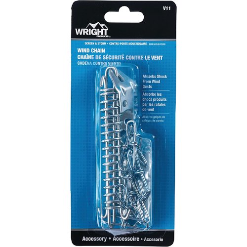 Wright Products V11 Steel Screen and Storm Door Chain Stop-Absorbs Shock from Wind, Zinc