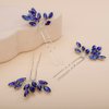 Teyglen 3pcs Bridal Crystal Hair Pins Rhinestones Hair Pieces Simple Crystal Wedding Hair Accessories Handmade Hair Pins for Women Bride Girls (Blue)