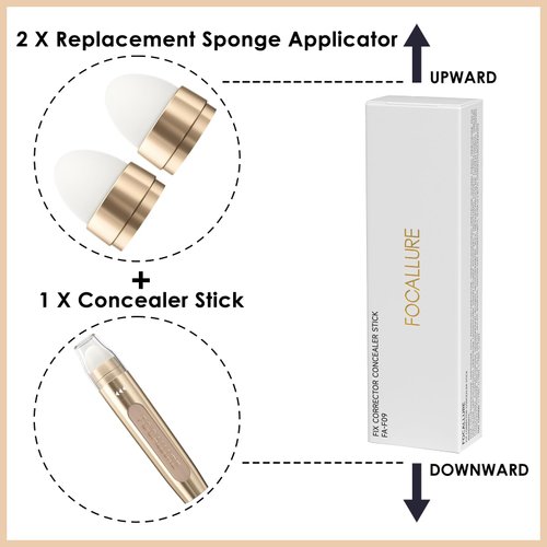 FOCALLURE FIX CORRECTOR Concealer Stick, Full Coverage Concealer Makeup, Color Corrector for Dark Circles, Including Replaceable Applicator, YL03 TART