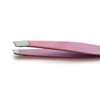 Precision Stainless Steel Eyebrow Tweezers Set In Pointed And Slanted Tip, Curved Brow Scissors, Comes With Pink Travel Case