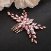 Teyglen Women Pink Crystal Hair Comb Bride Wedding Rhinestone Hair Comb Bridal Hair Accessories for Bride Wedding Rhinestone Headpiece Crystal Hair Piece for Women Girls (Pink)