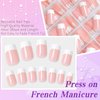 Lifextol 240pc French Tip Press on Nails Short Fake Nails with Glue and Adhesive Tab, False Acrylic Nails Press on Nails Square Nail Tips Artificial Glue on Nails Press ons Fingernail Stick on Nails