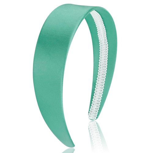 AHONEY Turquoise Headband for Women Girls Satin Silk Headband Non Slip 1.57" Wide Plain Head Band Solid Hair Band DIY Halloween Costume Holiday Fasion Hair Accessories Gifts