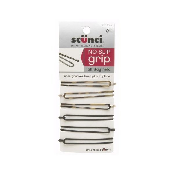 Scunci 6 Piece 3704003a048 No-Slip Grip Oval Bobby Pins Assorted Colors, 0.8 Ounce