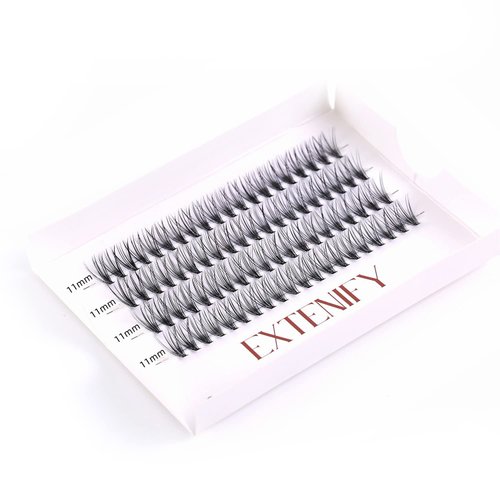 EXTENIFY Soft DIY Lashes 0.07mm 20 Roots 80 Clusters C Curl 11mm Individual False Eyelashes Natural Eyelash Extension at Home (20D-11mm-C Curl)