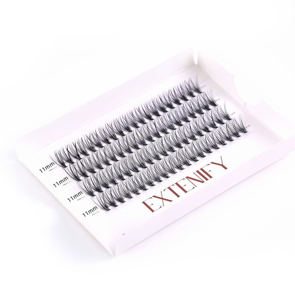 EXTENIFY Soft DIY Lashes 0.07mm 20 Roots 80 Clusters C Curl 11mm Individual False Eyelashes Natural Eyelash Extension at Home (20D-11mm-C Curl)