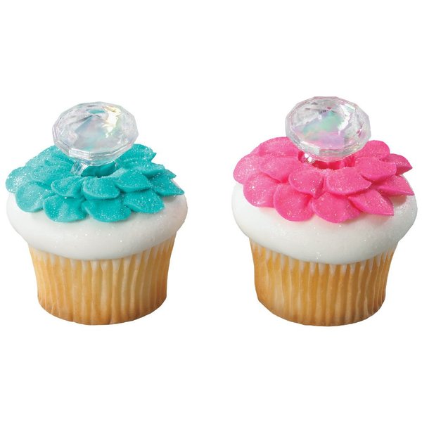 DecoPac Iridescent Diamond Ring Cupcake Rings (12 Count)