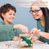 Piggy Bank for Kids, Wooden Money Coin Bank for Boys and Girls, Dinosaur Unicorn Piggy Banks with DIY Stickers for Birthday, Easter Gifts (Green)