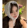 Woeoe 3Pcs Floral Hair Bandanas Triangle Print Flower Head Kerchief Headband Chiffon Lace Tie-Back Head Scarf for Women's Hair