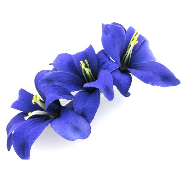 Triple 2.5 Inch Purple Lily Silk Flower Hair Clip with Teeth