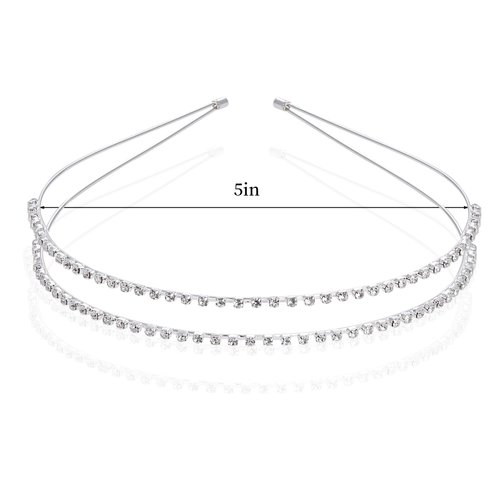 hoyuwak 4Pcs Rhinestone Headband Sparkly Hair Band Metal Headpiece Headdress Accessories for Women Girls Bridal Wedding Hair Accessories, Gold and Silver Set