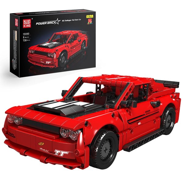 Mould King Car Challenger Hellcat Super Car Models Building Toys, Pull Back Toy Cars 15080 Model Car Kits Building Blocks Kit, Speed Champions Model Car Building Kits for Adults Kids 8+(738 PCS)