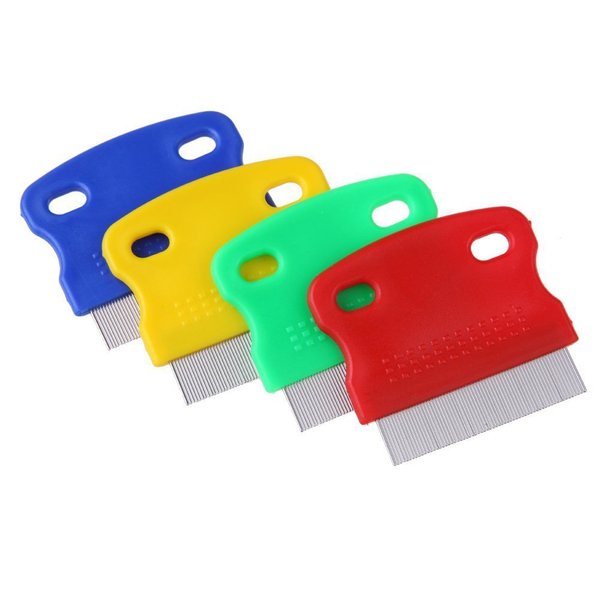 Vktech One piece Pet Fine toothed Comb Cat Dog Grooming Steel Flea Comb Random Color