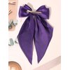 Furling Pompoms Hair Bows for Women - Pack of 2 Purple Hair Bow Clips for Girls Satin Big Bows Long Tail Alligator Clip Ribbon Hair Barrette Hair Accessories for Bridal Bachelorette Party