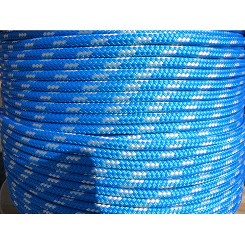 Sailboat Rigging Rope 1/4" x 100' Blue/White Double Braided Polyester Dacron Sheet Halyard Line