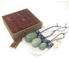 THY COLLECTIBLES Set of 3 Drilled Yoni Eggs Green Jade Stone Egg for Kegel Exercise Pelvic Floor Muscles Vaginal Exercise Ben Wa Ball Health Care for Women Beautiful Brocade Gift Box & Pouch