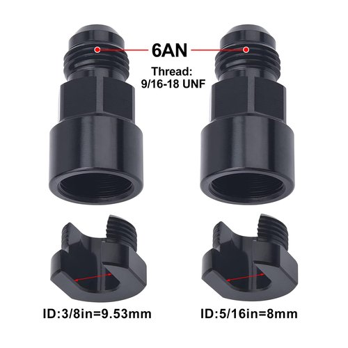 EVIL ENERGY 6AN Male to 3/8" & 5/16" Quick-Disconnect Female EFI Fuel Rail Fitting Aluminum
