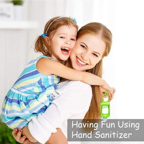 4 Pack Travel Size Plastic Clear Bottles w/Silicone Sleeve Refillable Empty Squeeze Containers Leakproof Flip Cap Keychain Bottles Hand Sanitizer Holder for Backpack Travel Outdoor (60ml/2oz) (A)