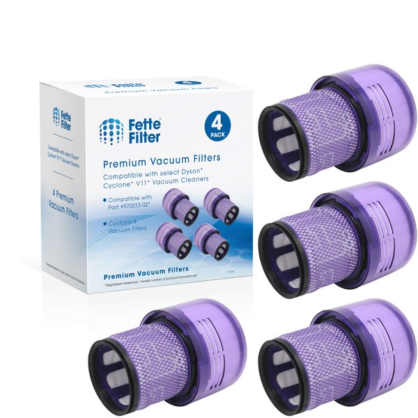 Fette Filter - 4 Pack Vacuum Filters Replacement Parts Compatible with Dyson V11 Torque Drive V11 Animal V11 Complete V11 Extra V15 Detect V15s Detect Submarine Vacuums Part # 970013-02, 97001302