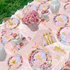 Fairy Party Decorations - Floral Fairy Paper Plates Pink Butterfly Napkins Floral Tablecloths for Princess Flower Fairy Party Supplies, Serve 20