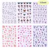 Summer Flower Nail Art Stickers 3D Flower Butterfly Nail Decals 6PCS Daisy Pink Purple Petal Lavender Flowers Nails Design Adhesive Sliders Cherry Blossom Manicure Decals for DIY Nail Art Decorations