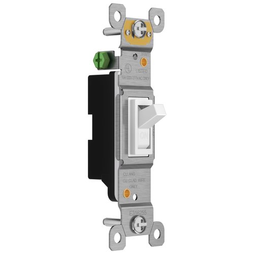 ENERLITES Toggle Light Switch, Single Pole, 15A 120-277V, Grounding Screw, Residential Grade, UL Listed, 88115-W-10PCS, White (10 Pack), 10 Count