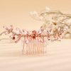 Teyglen Dainty Pink Rhinestones Bride Wedding Hair Comb Shiny Crystal Bridal Side Hair Combs Rose Gold Headpieces Hair Accessories for Women Bride Girls (Pink)