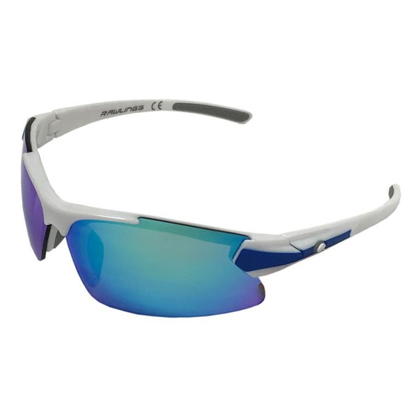 Rawlings Kids Sunglasses for Baseball and Youth Softball Sunglasses - 100% UV Lightweight Poly Lens with Stylish Shield Lenses - White/Blue