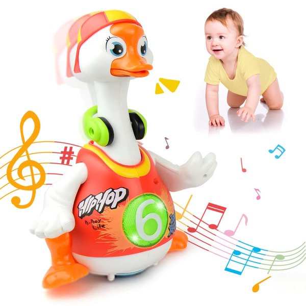 Woby Baby Musical Toy Dancing Singing Talking Walking Hip Hop Swing Goose Cool Educational Toy Gift for 1 2 3 Year Toddlers Kids Boys Girls