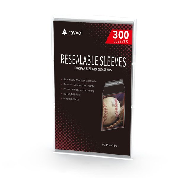 Rayvol Resealable Graded Card Sleeves for PSA-Sized Slabs, Exact Fit Sleeves Compatibile with PSA, CSG, CGC, FGS, FCG and Similar Sized Slabs(300pcs)