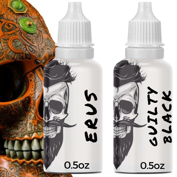 Anti-Aging Beard Oil for Men | Premium, Designer-Inspired Scents | 11 Natural Oils, Plant Retinol, Castor Oil for Growth | Masculine Luxury (Erus,Guilty Black) 2-0.5oz=1oz Sample Pack