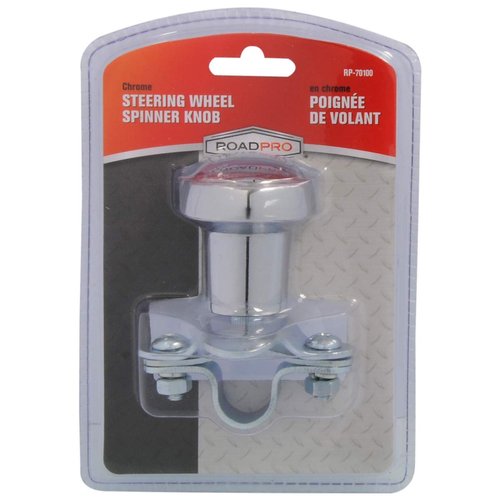 RoadPro RP-70100 Chrome Steering Wheel Spinner Knob Steering Wheel Spinner Knob for Tractor for Tractor Truck Riding Mowers RV