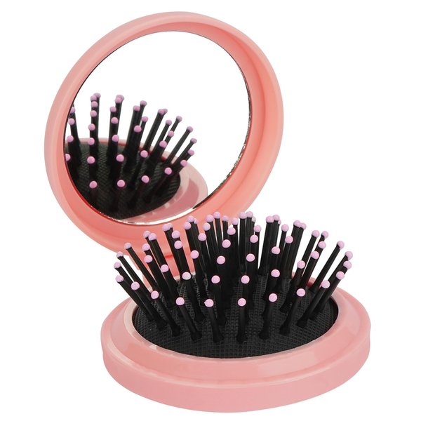 Biiange Air Cushion Comb with Mirror, Travel Hair Brush and Mirror Comb, Compact Mirror with Mini Hair Brush Set, Folding Hairbrush for Women (Pink)