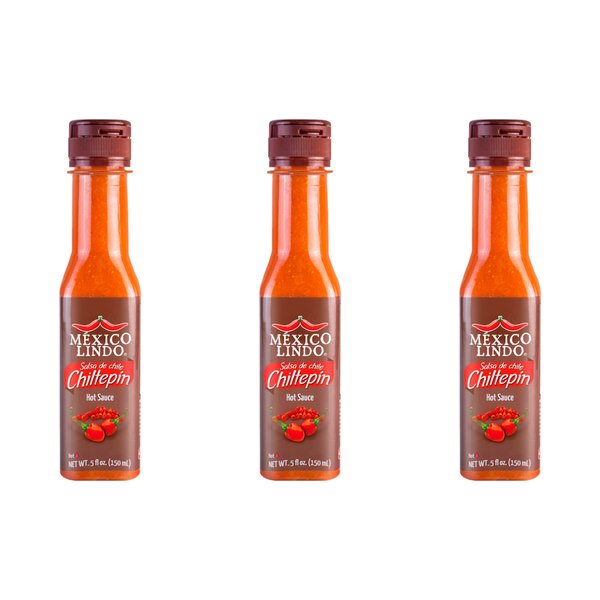 Mexico Lindo Chiltepin Hot Sauce | 14,200 Scoville Level | Traditional Spicy Flavor | 5 Fl Oz Bottles (Pack of 3)