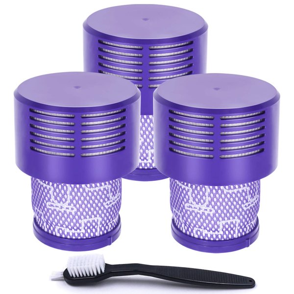 UPGRADED VERSION 3 PACK HEPA Replacement V10 Filters Compatible with Dyson V10 Cyclone series, V10 Absolute, V10 Animal, V10 Total Clean, V10 Motorhead, SV12, Part No. 969082-01, Washable and Reusable