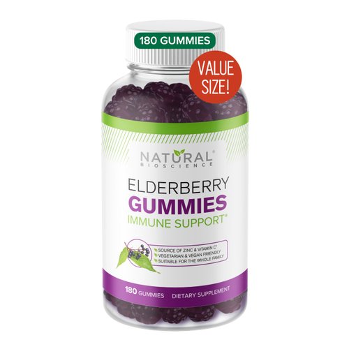 Sambucus Elderberry Gummies Family Size, 180 Elderberry Gummies with Zinc and Vitamin C, Black Elderberry Extract, for Kids & Adults, Natural Herbal Supplement, Immune Support, Gluten-Free, Vegan