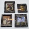 iLAND Miniature Dollhouse Accessories for Dollhouse Furniture on 1:12 Scale, Dollhouse Frames w/Printed Classic Paintings Set (4 Matte Silver Frames & Pictures)