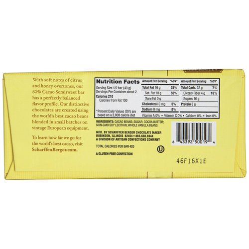 Scharffen Berger Dark Chocolate Bar, 3-ounces (Pack of 6)