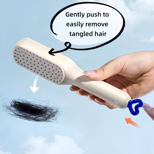 ccolorful rrope Self-Cleaning Hairbrush - Anti-Static Massage Comb with Retractable Bristles - Ergonomic Handle Hair Comb -Upgraded soft comb teeth are suitable for all types of hair and wigs