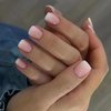 Short Press on Nails Square Pink Fake Nails with White Gradient Designs Acrylic Nails Press ons Reusable Glue on Nails for Women and Girls Daily Wear 24 Pcs