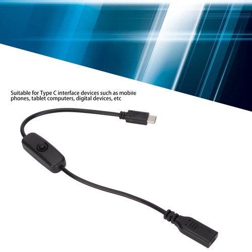 USB C to USB C Switch Cable,Type C Male to Female Power Extension Cord,30cm/11.8inch USB Extension Cable with ON/Off Switch,for Mobile Phones, Tablet Computers, Digital Devices