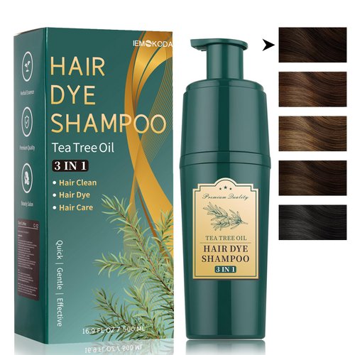Dark Coffee Hair Dye Shampoo for Gray Hair, 3 in 1 Tea Tree Shampoo Hair Dye for Men & Women, 500ML Instant Hair Color Shampoo Colors in Minutes, Natural Plant Hair Dye Shampoo for Color Treated Hair