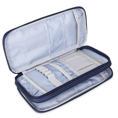 Teamoy Knitting Needles Case(up to 10-Inch), Travel Organizer Storage Bag for Circular and Straight Knitting Needles, Crochet Hooks and Knitting Accessories, Blue Cats-NO ACCESSORIES INCLUDED