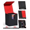 ZLCA Card Deck Box Fits MTG Yu-Gi-Oh! TCG, Card Storage Box with Dividers Holds 100+ Sleeved Cards, Premium Card Deck Case Compatible with CCG Trading Cards (Black&Red,Puzzle)