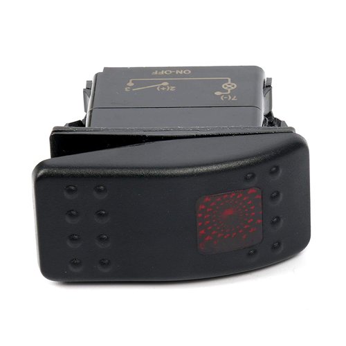 Amarine Made 2-Pack of 12v 20 Amp Waterproof LED On/Off Boat Marine SPST 3P Rocker Switch with Light (Red)