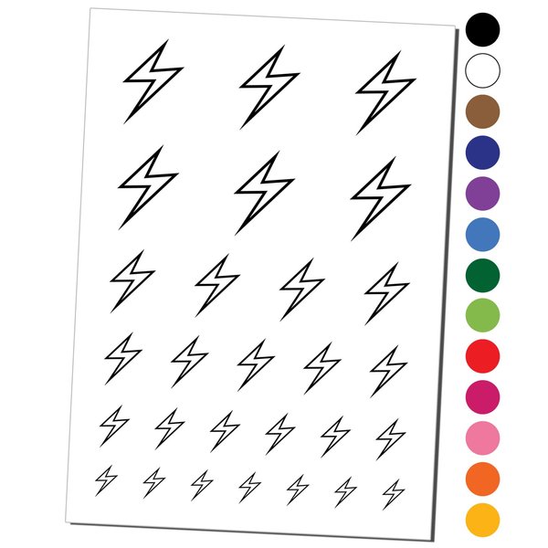 Lightning Bolt Thunderbolt Outline Temporary Tattoo Water Resistant Fake Body Art Set Collection - Light Blue (One Sheet)